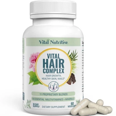 Vital Hair Complex – Vitaminas capilares biotina e vitamina B para mulheres e homens – Supo... - Imagem 1 de 4