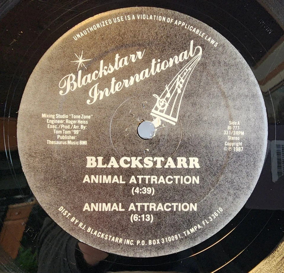 Blackstarr - Animal Attraction - OG Press - Rare Private Boogie Funk - VG+ - Image 1 of 4