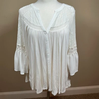 Blusa para mujer vintage America Blues nueva con etiquetas~ Florence encaje marfil talla grande Foto 1 de 4