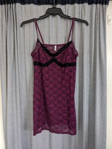 George Kleid XL Spitze transparent Slip lila schwarz Whimsygoth Lagenlook Dessous - Bild 1 von 9