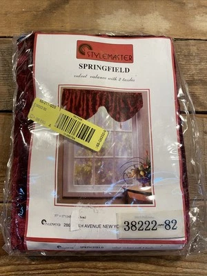 "Cenefa de terciopelo rojo Springfield Stylemaster 38222-82 con 2 borlas 57""x17"" nueva en stock" Foto 1 de 4
