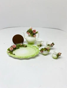 12th Scale Rose Tea Set Ooak miniature collectable - Picture 1 of 2