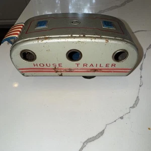 Vintage SSS Japan Tin Toy Litho House Trailer Camper 6" Long 1950's - Picture 1 of 5