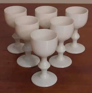 HTF PV Portieux Vallerysthal WHITE OPALINE France Glass CORDIAL STEMS Set of 6 - Picture 1 of 3