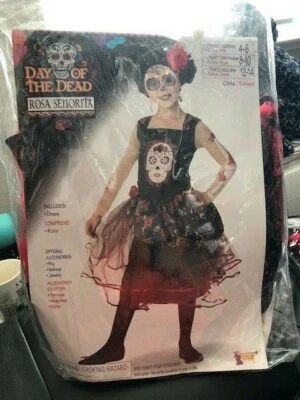 Disfraz Día de Muertos Rosa Señorita Niñas Talla Pequeña 4-6 ¡¡Nuevo!!! Foto 1 de 2