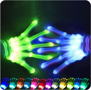 12-farbige LED Leuchthandschuhe für Kinder - Fun & Glowing Handschuhe mehrfarbig Hallowe - Bild 1 von 12