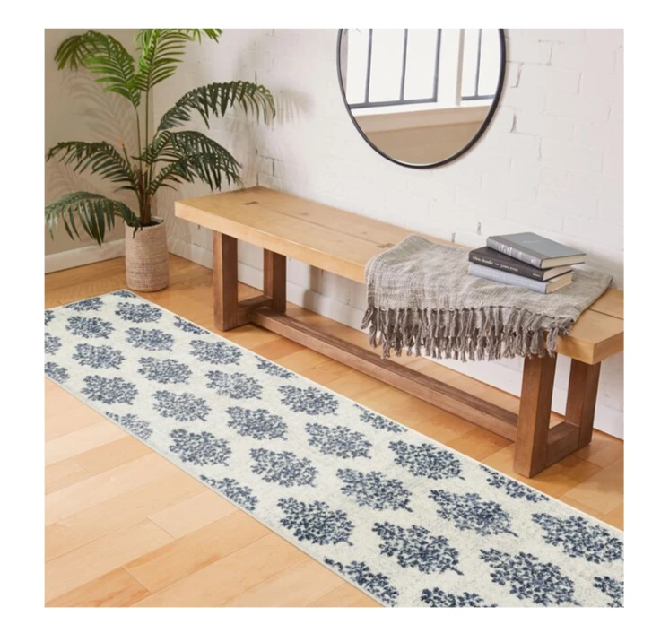 Alfombra Mohawk Paula 2 x 8 azul geométrica interior granja/casa corredor Foto 1 de 3