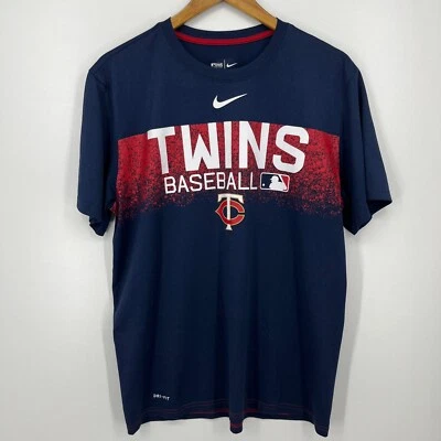 Nike Minnesota Twins Baseball T-Shirt Men's Size L Blue MLB Athletic Cut Dri-Fit - Image 1 of 4
