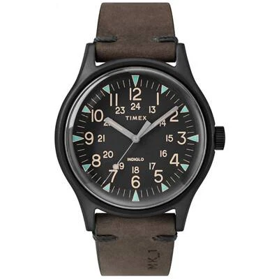 Timex Men's Watch MK1 Quartz Black Stainless Steel Case Brown Strap TW2R96900 - Image 1 of 3