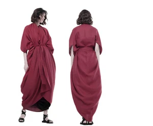 Vestido bata estilo kimono de lino. Plumero kimono. Cárdigan kimono. Capa poncho lino - Imagen 1 de 36