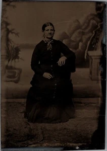 Seated Woman Studio Image Antique Tintype 1860s Photo - Picture 1 of 5