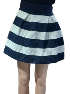Junior's  Flare Skirt Stripe Navy Size Small  Elastic Waist Woven Stretchable - Picture 1 of 8