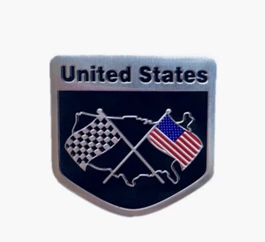2 PACK 3D Metal United States Racing American Flag Sticker Decal Truck Car Boat - Picture 1 of 1