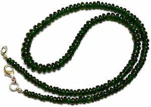 Super Fine Quality Chrome Diopside Smooth 4-6MM Rondelle Beads Necklace 16 Inch - Picture 1 of 5