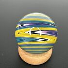 Contemporary Art Glass Marble Handmade 1.53" Wigwag MIB Blue, Yellow, Pink, Etc
