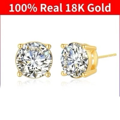 2ct Earrings Yellow Gold Gift Box Lab-Created VVS1/D/Excellent Diamond Test Pass - Image 1 of 4