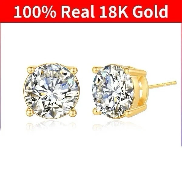 2ct Earrings Yellow Gold Gift Box Lab-Created VVS1/D/Excellent Diamond Test Pass - Image 1 of 4