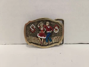 Vintage Western Couple line SQUARE DANCING Great American Belt buckle Co - Picture 1 of 3