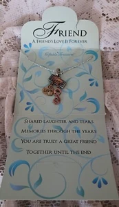 Cute "A FRIEND'S LOVE IS FOREVER" 3 Charm Pendant Heart Friendship Necklace - Picture 1 of 5