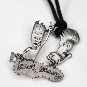 New Vtg 1993 Old Stock MTV 24" Beavis Butthead Metal Pendant Necklace Starline - Picture 1 of 5