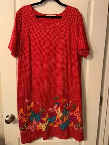 NWOT - La Cera Floral Butterfly Short Dress – 1X / Red - Picture 1 of 6