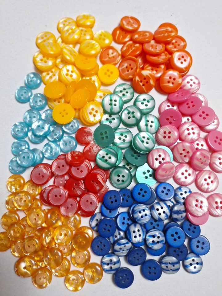 Buttons VTG Lot 198 Sewing Crafts Brights Shiny Marbled Christmas Candy Look - Image 1 of 4