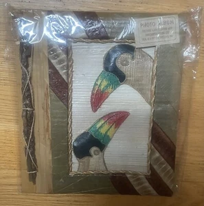 Handcrafted Natural Leaf Materials Photos Album Toucan Vacation - Picture 1 of 6