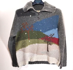 Woolrich Sweater Pullover 100 Percent Lambs Wool Embroidery Winter Womens Large - Picture 1 of 13