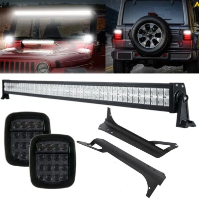 Barra de luz LED 52" para Jeep Wrangler TJ 1997-06 + soporte de montaje + lámpara de freno trasero Foto 1 de 4