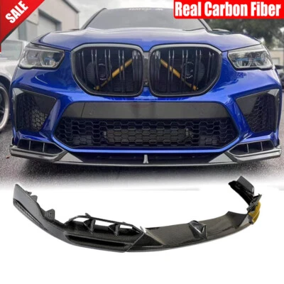 For BMW F95 X5M F96 X6M 20-24 Real Carbon Front Bumper Lip Chin Spoiler Body Kit - Image 1 of 4