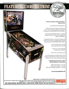 Harley Davidson 2nd Edition Pinball Flyer Mint / Ad - Picture 1 of 1