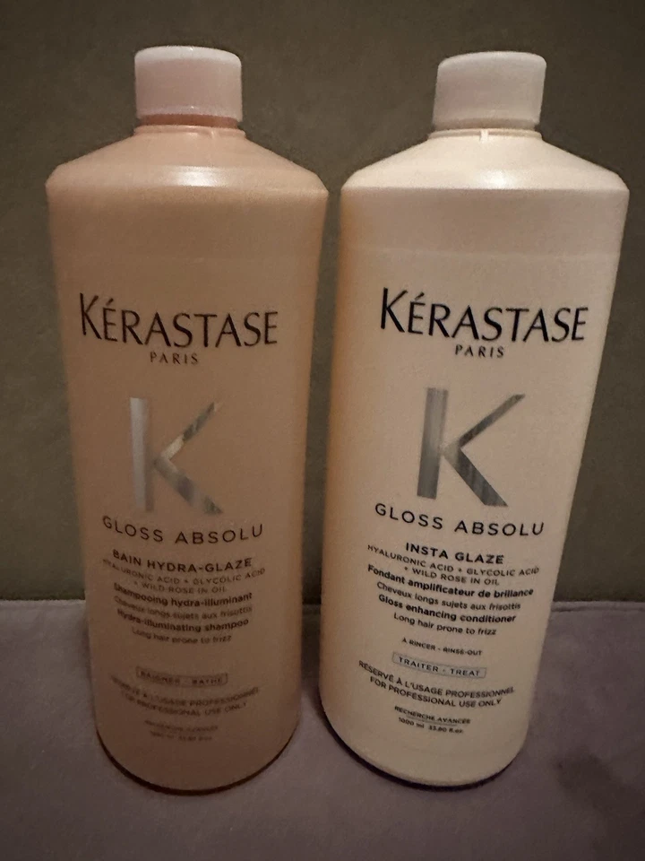 Xampu e condicionador Kerastase Gloss Absolu Hydra esmalte litro cada um com bombas - Imagem 1 de 1
