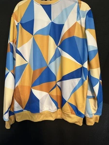 Felpa Fresh Hoods taglia media blu e oro stampa geometrica usata in ottime condizioni - Foto 1 di 5