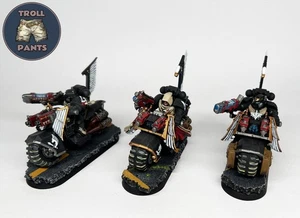 Warhammer 40k - Dark Angels - 3 Ravenwing Outrider Bikes Squad - Foto 1 di 7