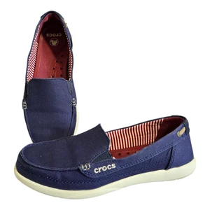 Crocs Walu Canvas-Loafer Slipper #14391 marineblau Damengröße 8 - Bild 1 von 9