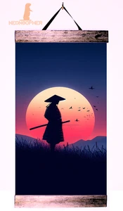 Rollo de pared de lona personalizado de 12"x18" samurai japonés madera maciza ws10 - Imagen 1 de 2