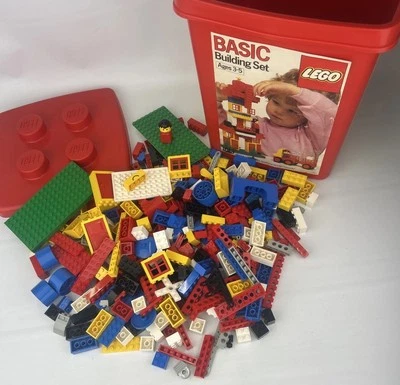 Vtg Lego Basic Building Set #1613 Red Bucket 1987 w/ Approx 350 Old & New Pieces - Image 1 of 4