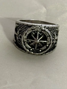 Edelstahl Maritim Kompass Ring - Anker & Seil Detail - Maritim Biker St - Bild 1 von 5