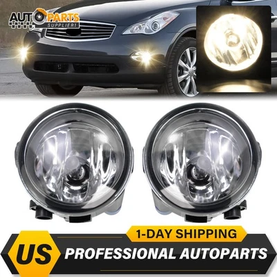 PAIR Bumper Fog Light Lamp For Infiniti G25 G37 Q60 Sedan 2010-11 2012 2013 2014 - Image 1 of 4