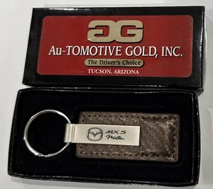 MAZDA MIATA MX 5 Black Leather & Metal Keychain NEW IN BOX - Bild 1 von 2
