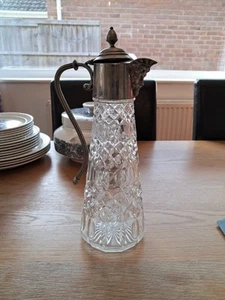 vintage Falstaff silverplated and Cut glass claret jug 12 Inches Tall - Picture 1 of 15