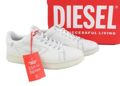 DIESEL S-Athene Zapatillas De Hombre EU41 De Cuero Blanco Con Cordones RRP€160 - Imagen 1 de 4
