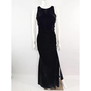 Windsor Black Velvet Maxi Dress Gown Size M Criss Cross Back Formal Evening - Picture 1 of 10