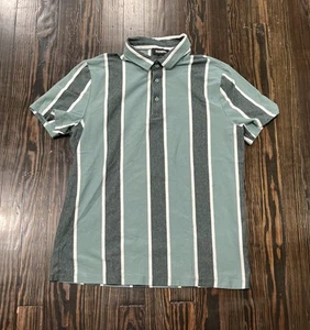 Express Polo Shirt Men’s Medium Green Stripes Cotton Spandex - Picture 1 of 4
