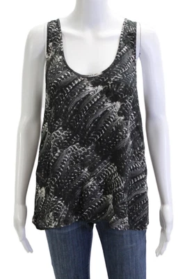 Regata Joie feminina básica de seda estampa animal gola redonda preta tamanho M - Imagem 1 de 4