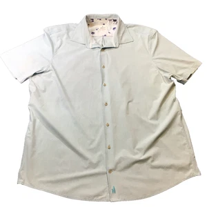 Johnnie-O Mens XXL Short Sleeve Button-Up Shirt Light Blue Nylon & Spandex - Picture 1 of 9