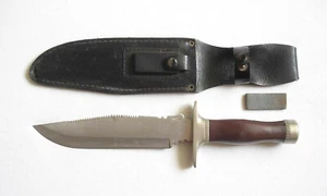 VINTAGE STAINLESS STEEL FIXED BLADE SURVIVAL HUNTING KNIFE & COMPASS - Picture 1 of 12
