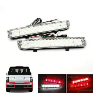 2x Clear Lens Rear Bumper Reflector LED Backup Brake Light For Freelander 2 LR2 - Foto 1 di 11