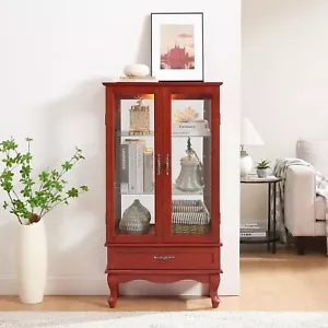 Beleuchtete Glasvitrine Curio Akzent Aufbewahrungsschrank mit 1 Schublade 3-stufig Curio Case - Bild 1 von 69