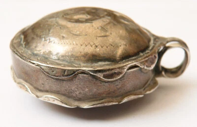 Boite poudrier ancien en ARGENT massif Tunisie henné silver box - Photo 1/4